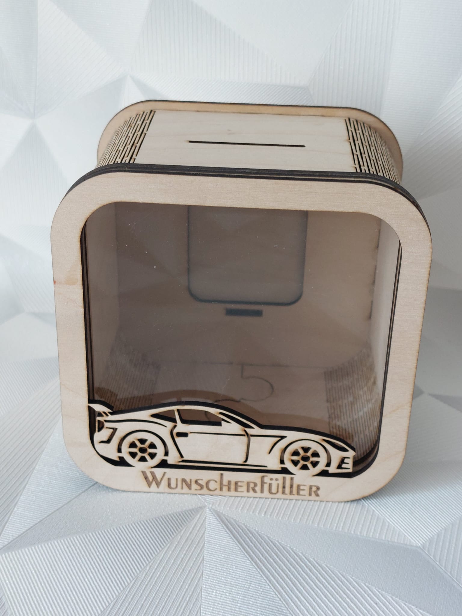 Wunscherfüller 🚗 Spardose aus Holz