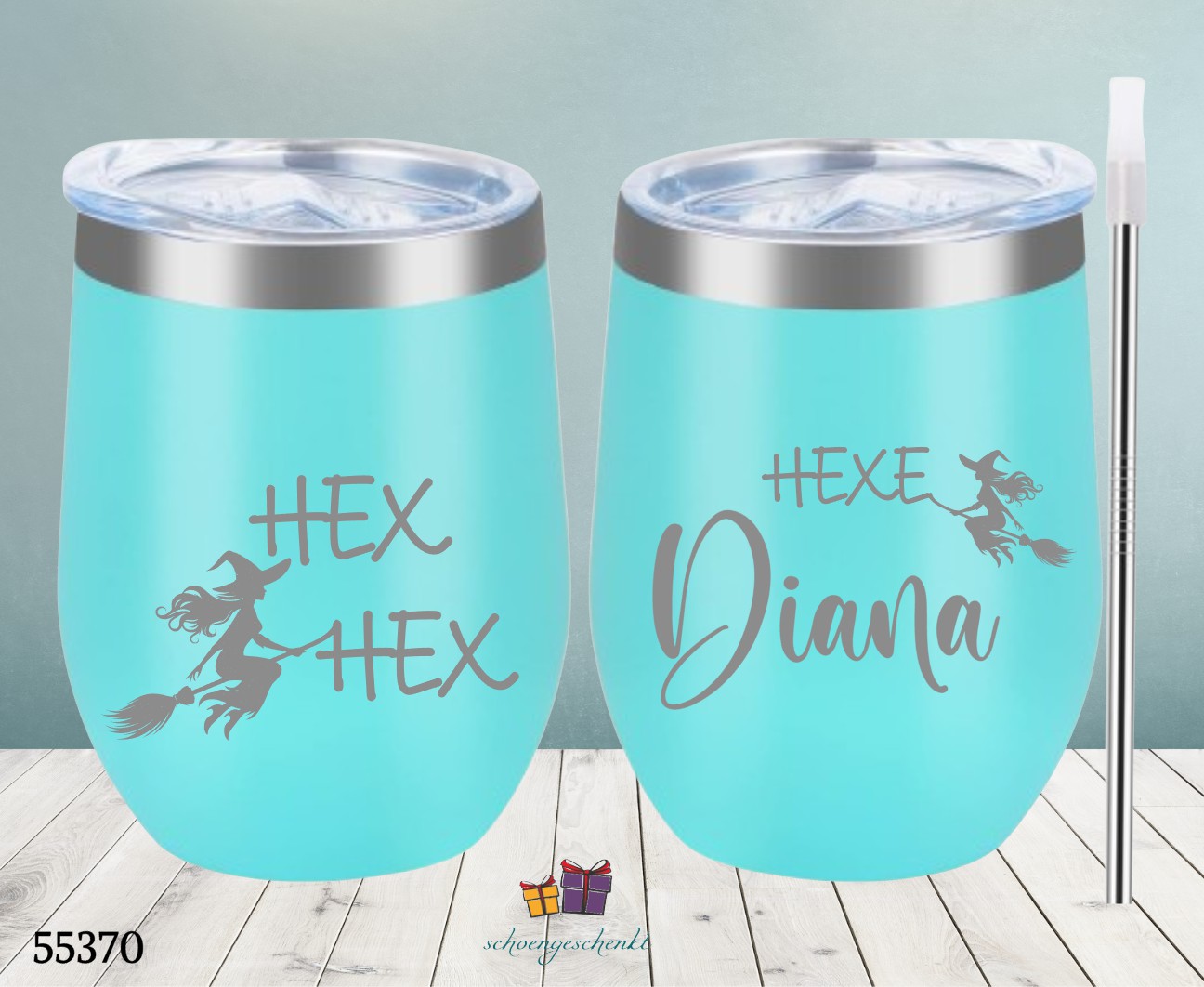 Hexe mit Motiv.  Wein ToGo Becher