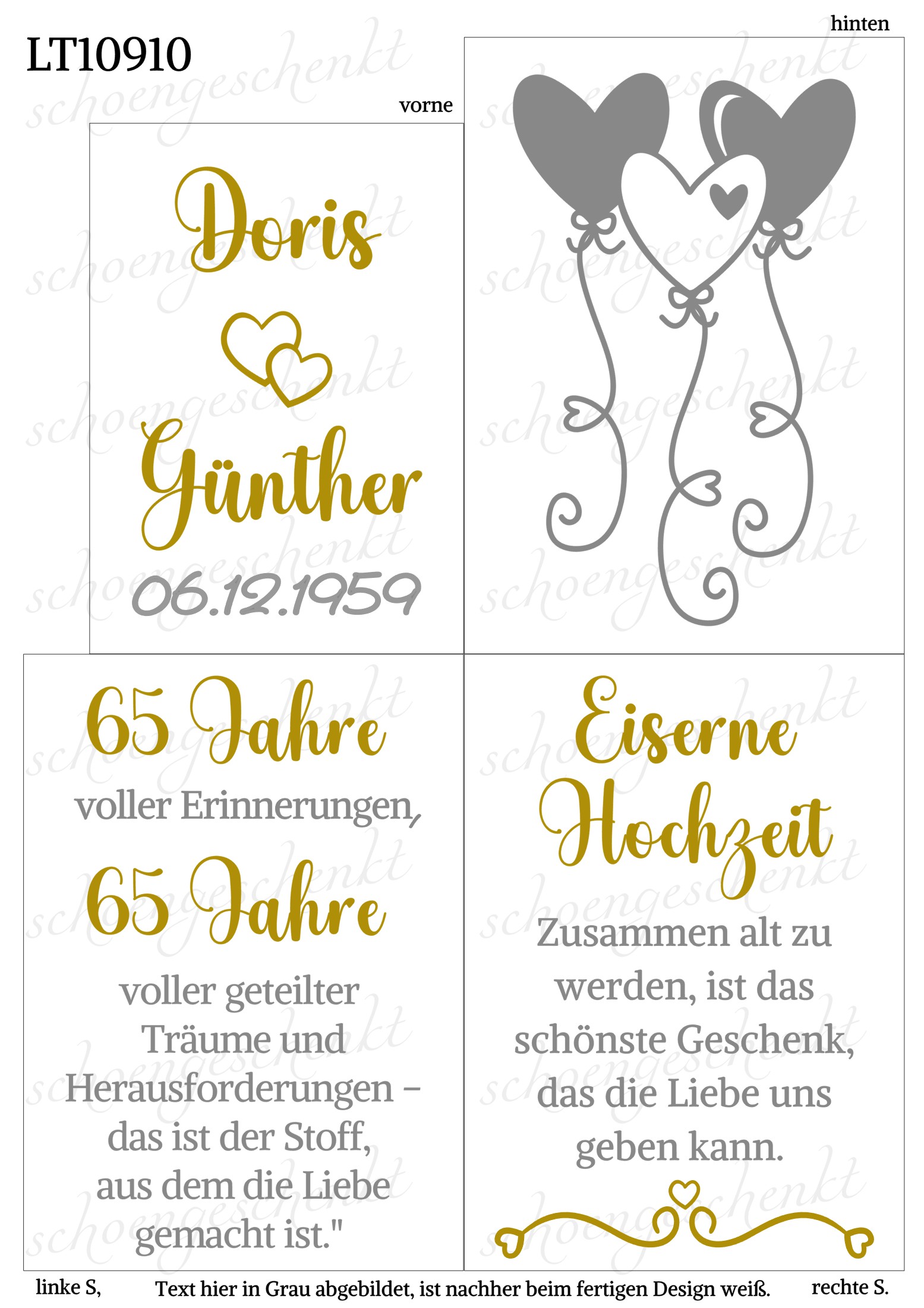 Eiserne Hochzeit – Zusammen alt zu werden, ist das schönste Geschenk, das die Liebe uns geben kann. ❤️  Laterne