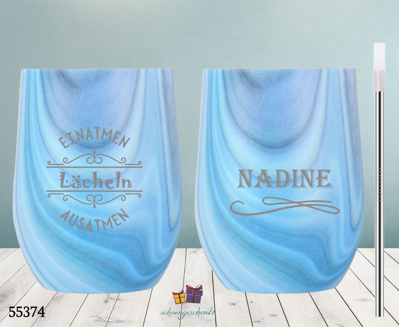 Einatmen, ausatmen, lächeln.  Wein ToGo Becher