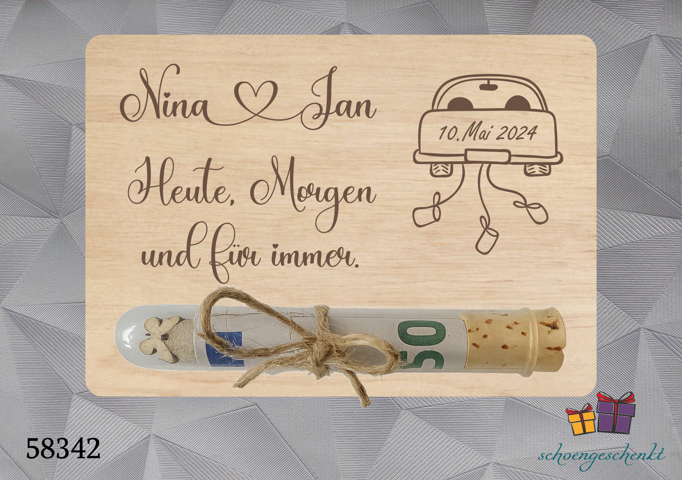 Heute, Morgen und für immer 💞 Geldgeschenkkarte Hochzeit personalisiert