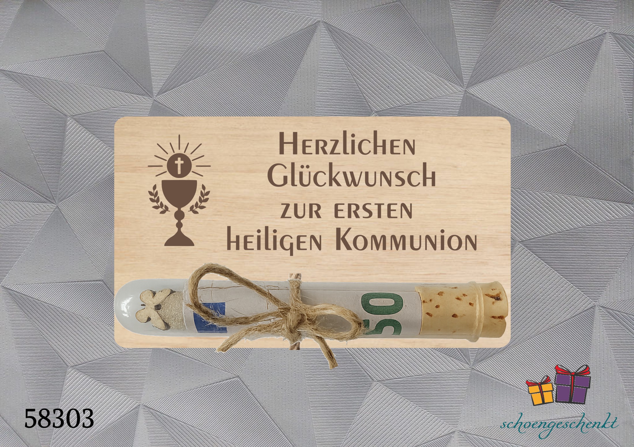 Herzlichen Glückwunsch zur ersten Heiligen Kommunion 💛 Kelch - Geldgeschenkkarte