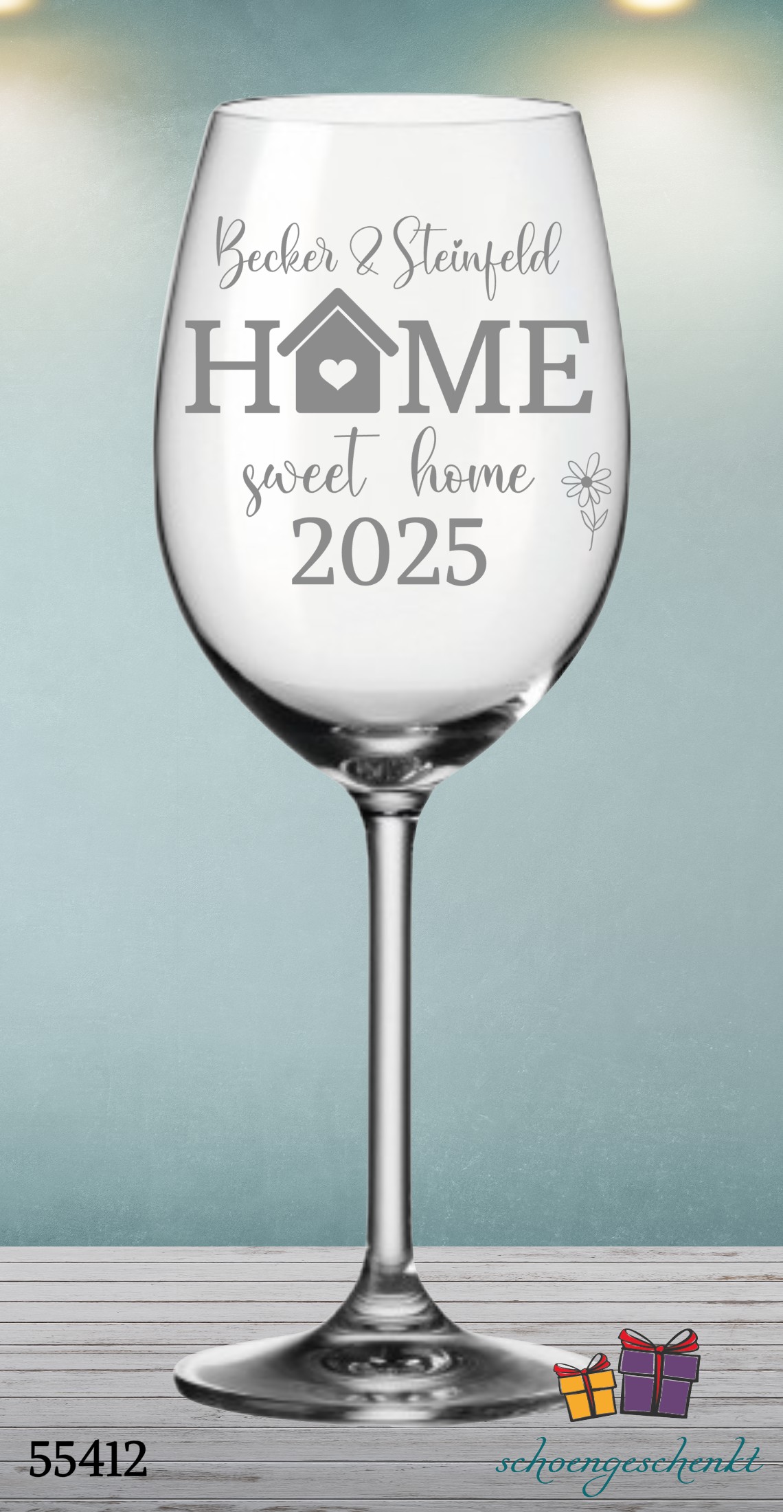 Home sweet Home mit Namen🏡Der perfekte Begleiter für den Neuanfang 🍷 Weinglas Einzug