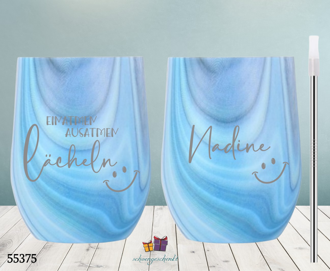 Einatmen, ausatmen, lächeln.  Wein ToGo Becher