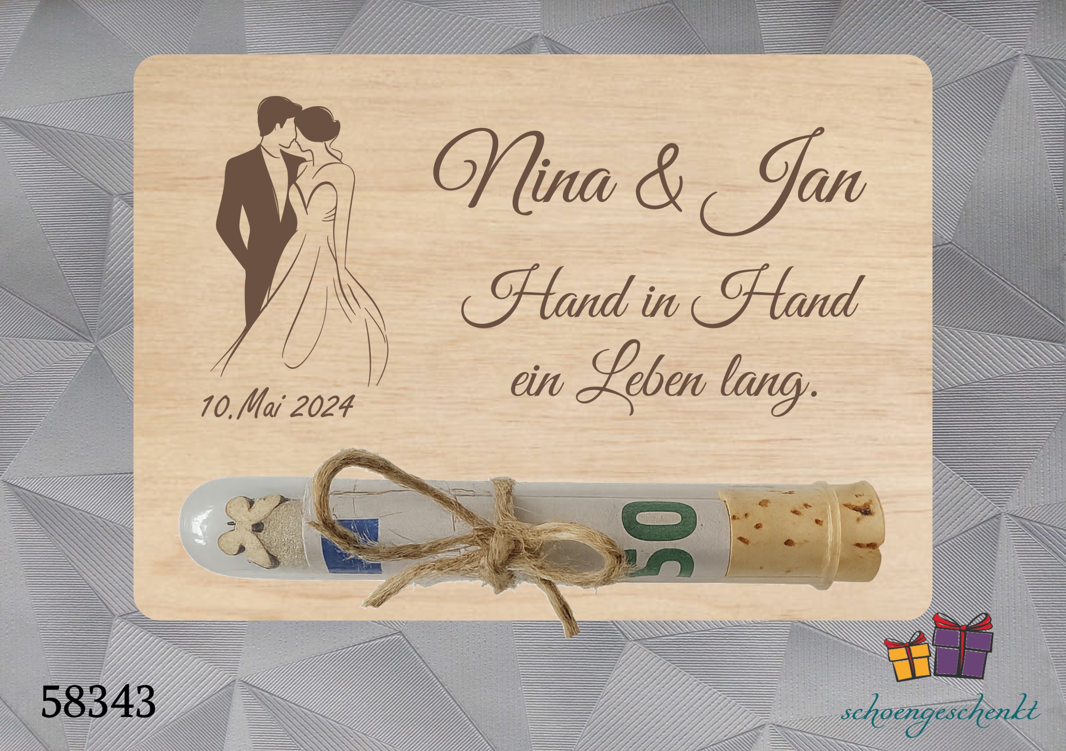 Hand in Hand ein Leben lang 💞 Geldgeschenkkarte Hochzeit personalisiert