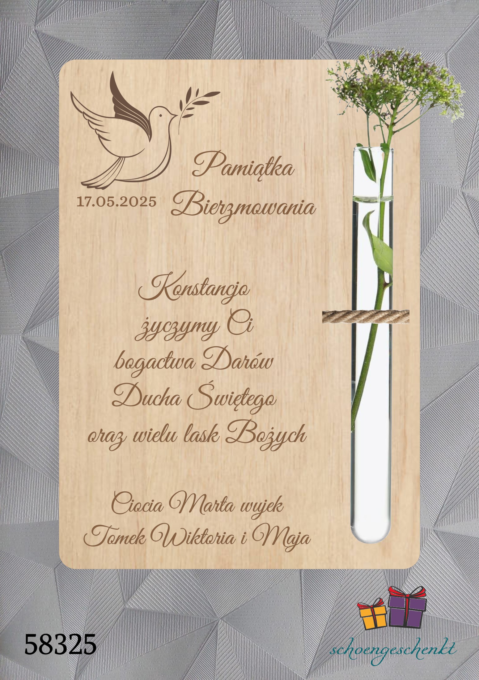 Pamiątka Bierzmowania personalisiert 🕊️ Taube - Geldgeschenkkarte