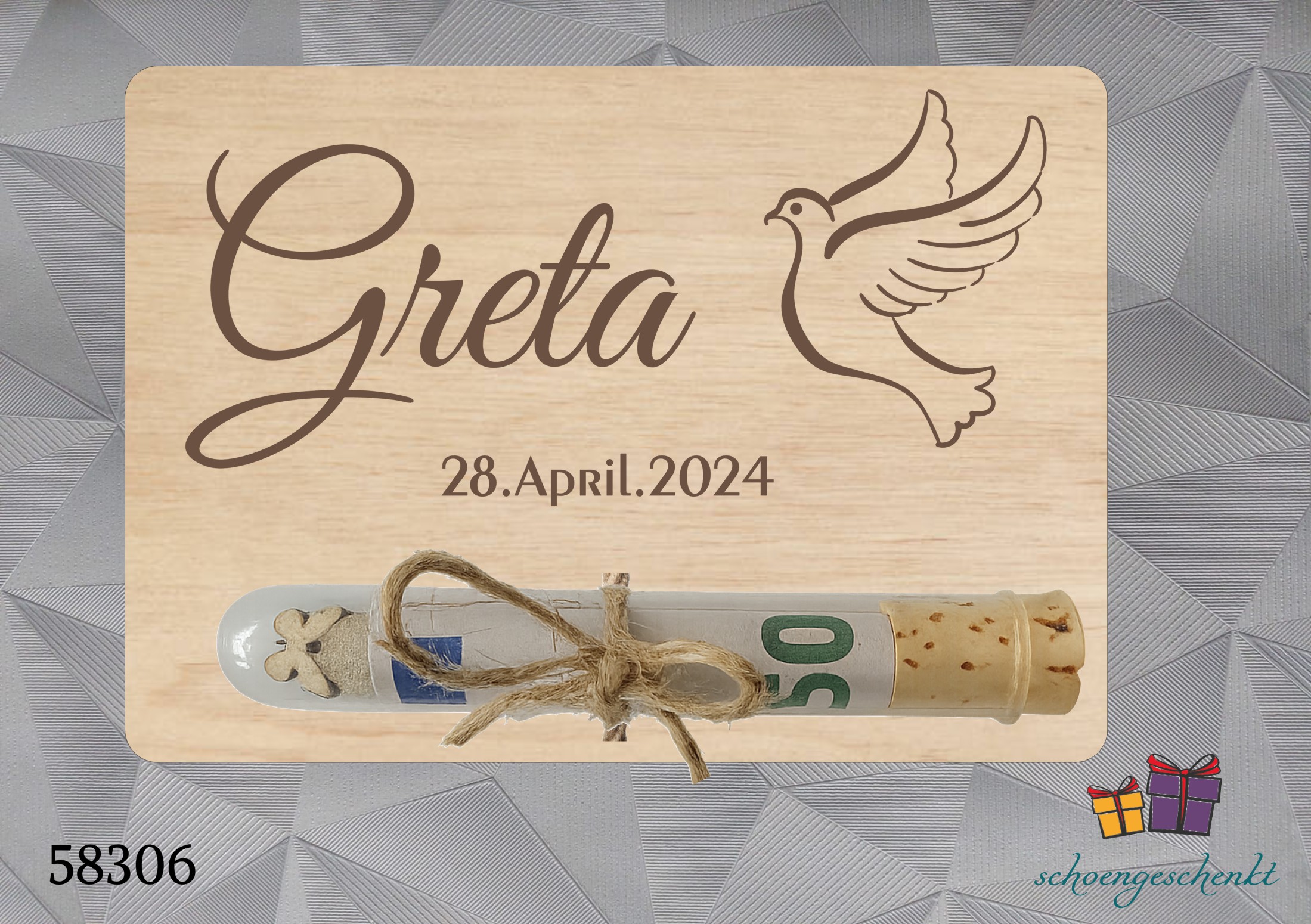 Zur Kommunion personalisiert 🕊️ Taube - Geldgeschenkkarte