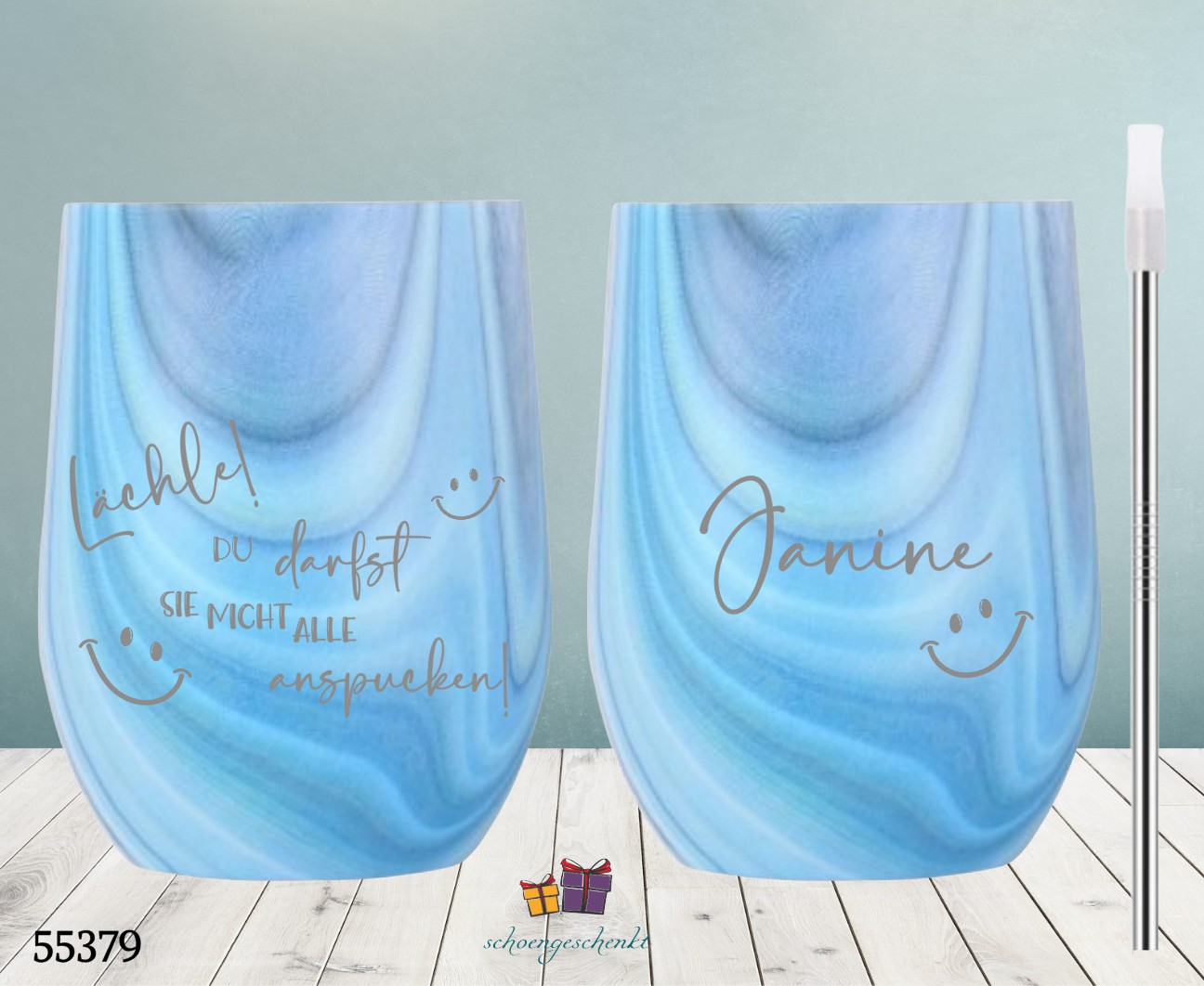 Lächle! Du darfst sie nicht alle anspucken.  Wein ToGo Becher