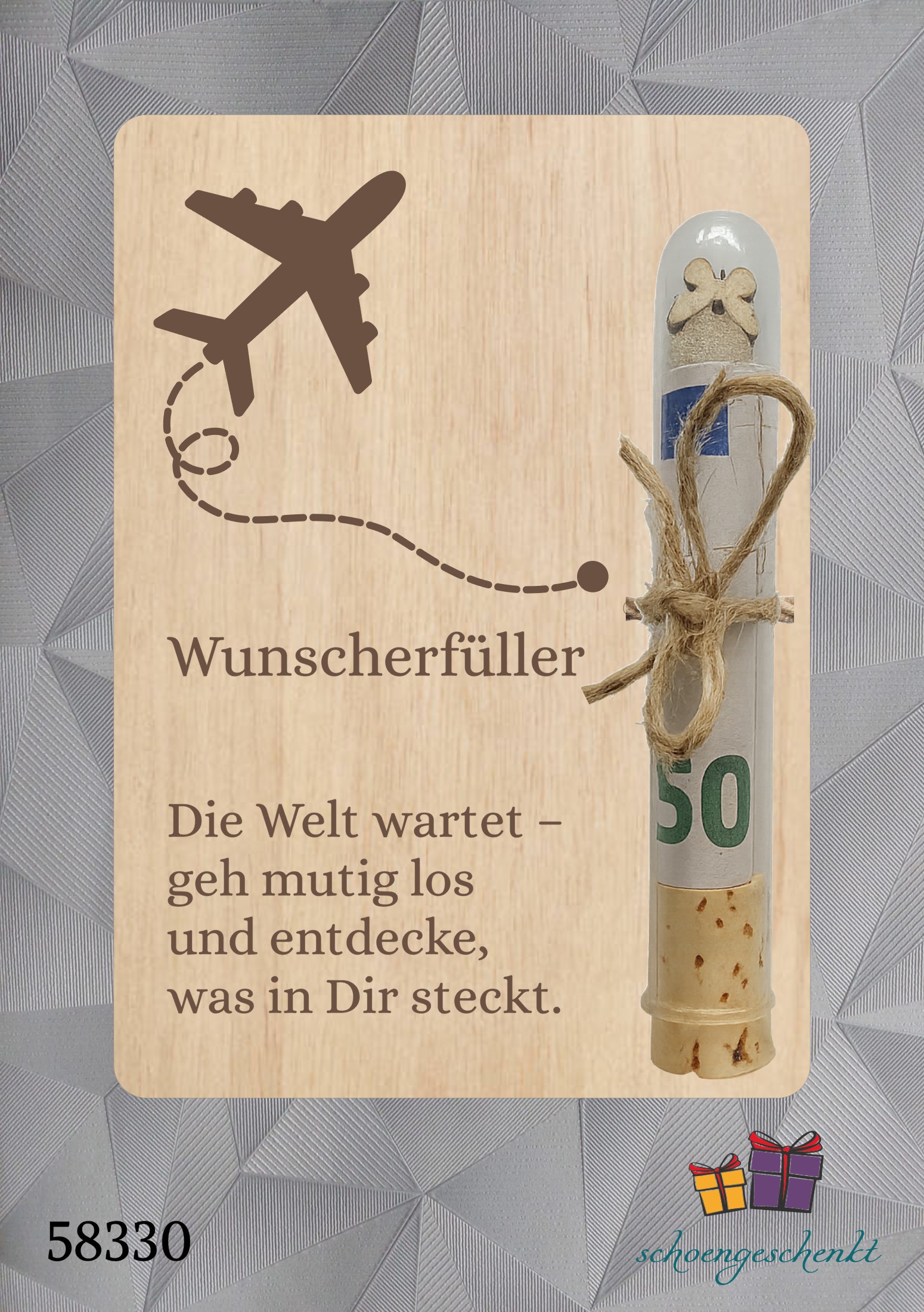 Wunscherfüller - Die Welt wartet ✈️ Geldgeschenkkarte zum Geburtag