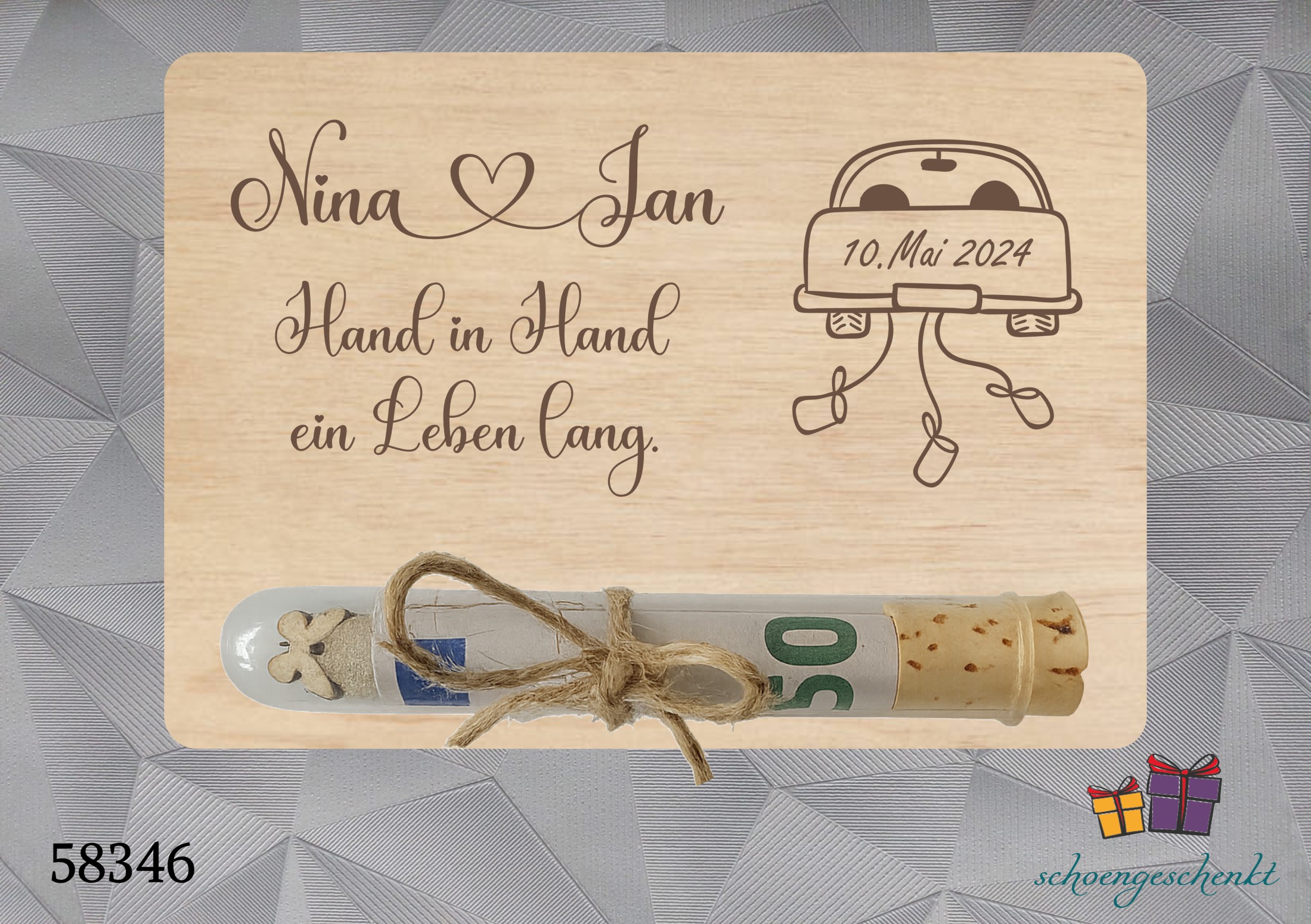 Hand in Hand ein Leben lang 💕 Geldgeschenkkarte Hochzeit personalisiert