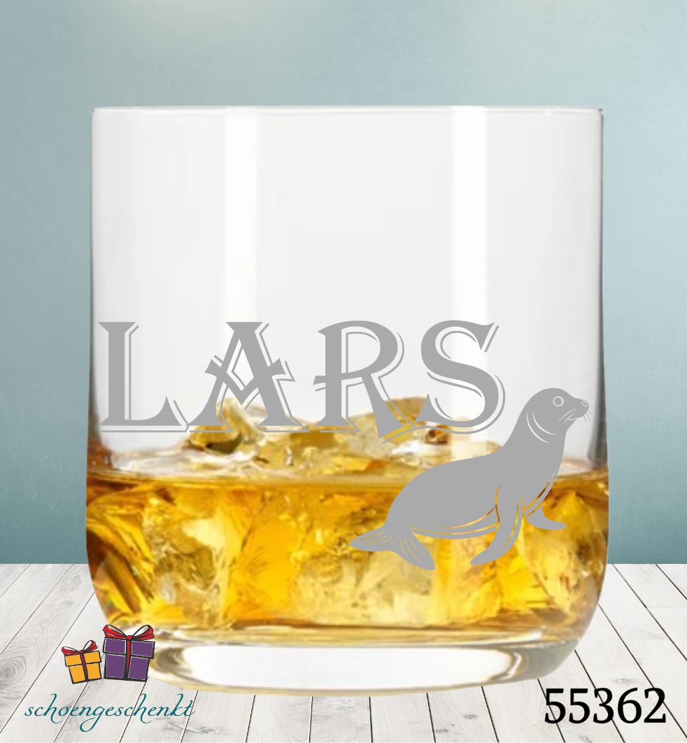 Glas mit Robben Motiv 🍷 personalisiert