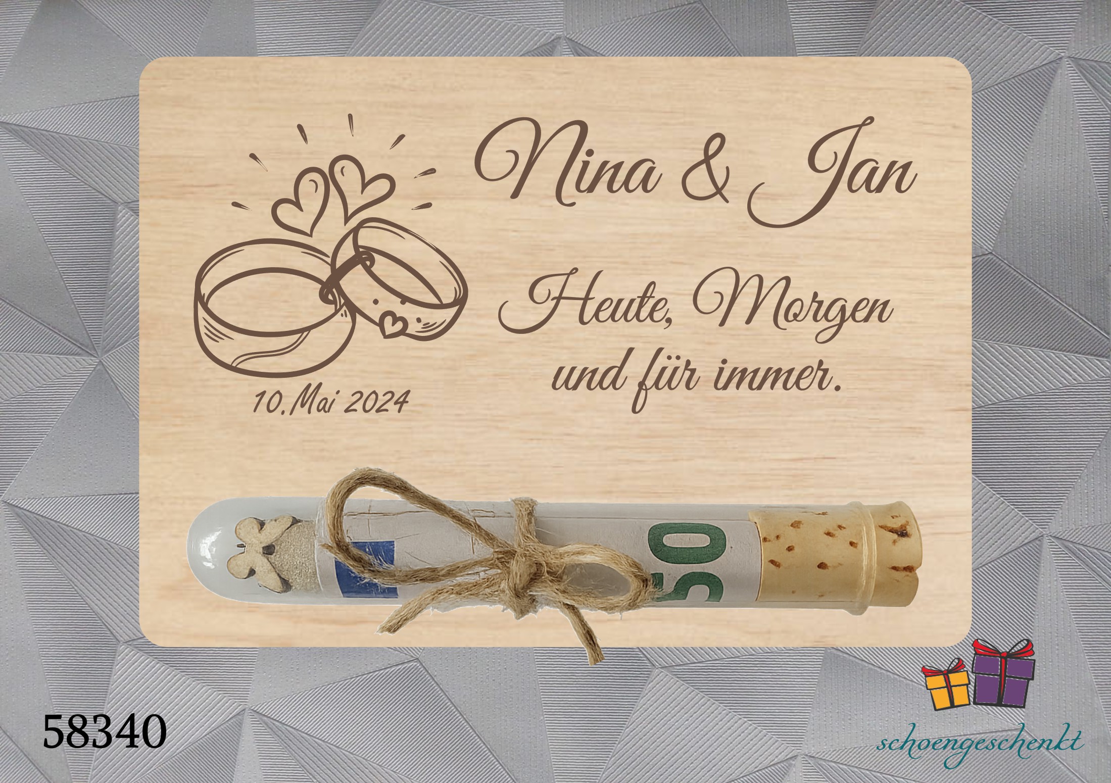 Heute, Morgen und für immer ❤️ Geldgeschenkkarte Hochzeit personalisiert