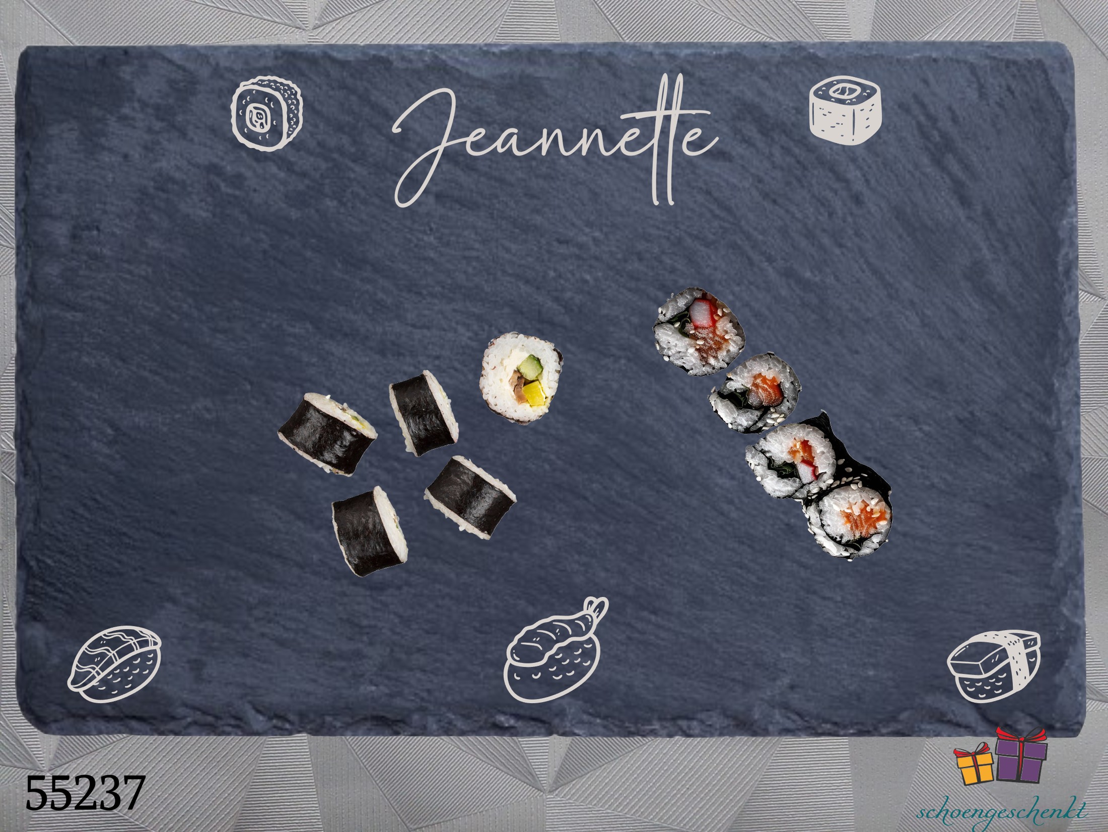 Schieferplatzteller „Sushi“ 🍱 personalisiert Rechteckig