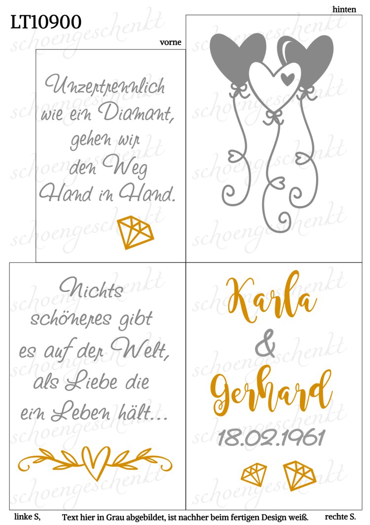 Nichts schöneres gibt es auf der Welt, als Liebe die ein Leben hält… 💎Laterne Diamanten Hochzeit