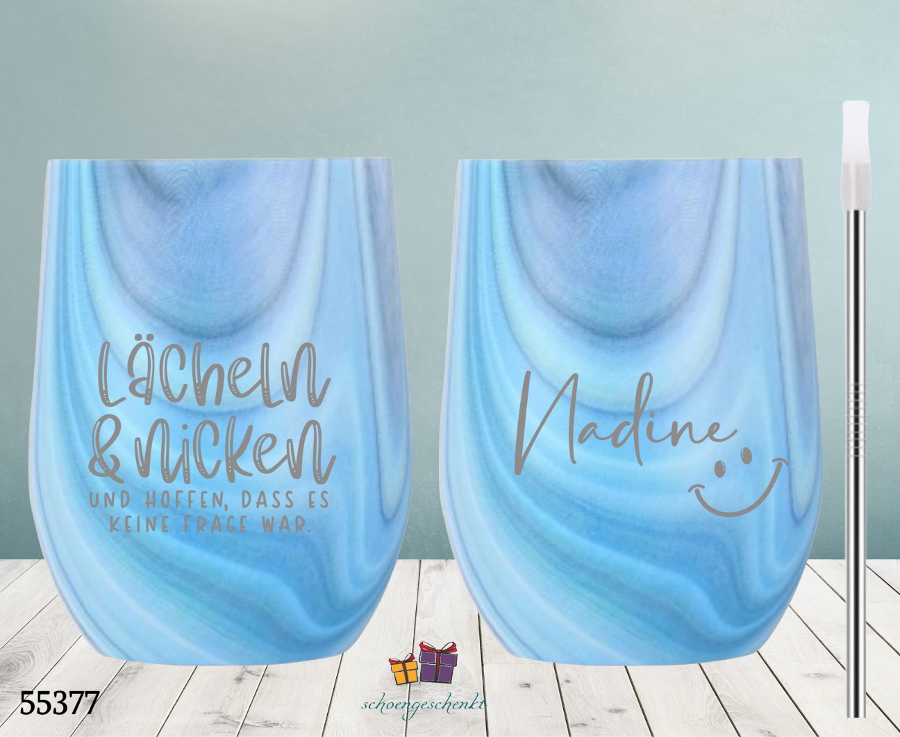 lächeln & nicken und hoffen, dass es keine Frage war.  Wein ToGo Becher